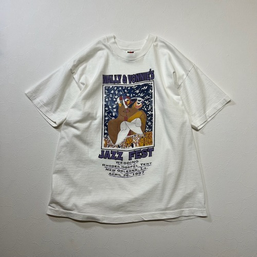 90s USA　アート　シングルステッチ　Tシャツ　ホワイト　XL 古着
