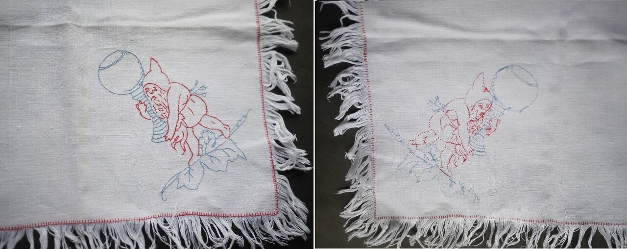 ドワーフ刺繍のクロス ドイツヴィンテージ | こりすのパン屋Base店