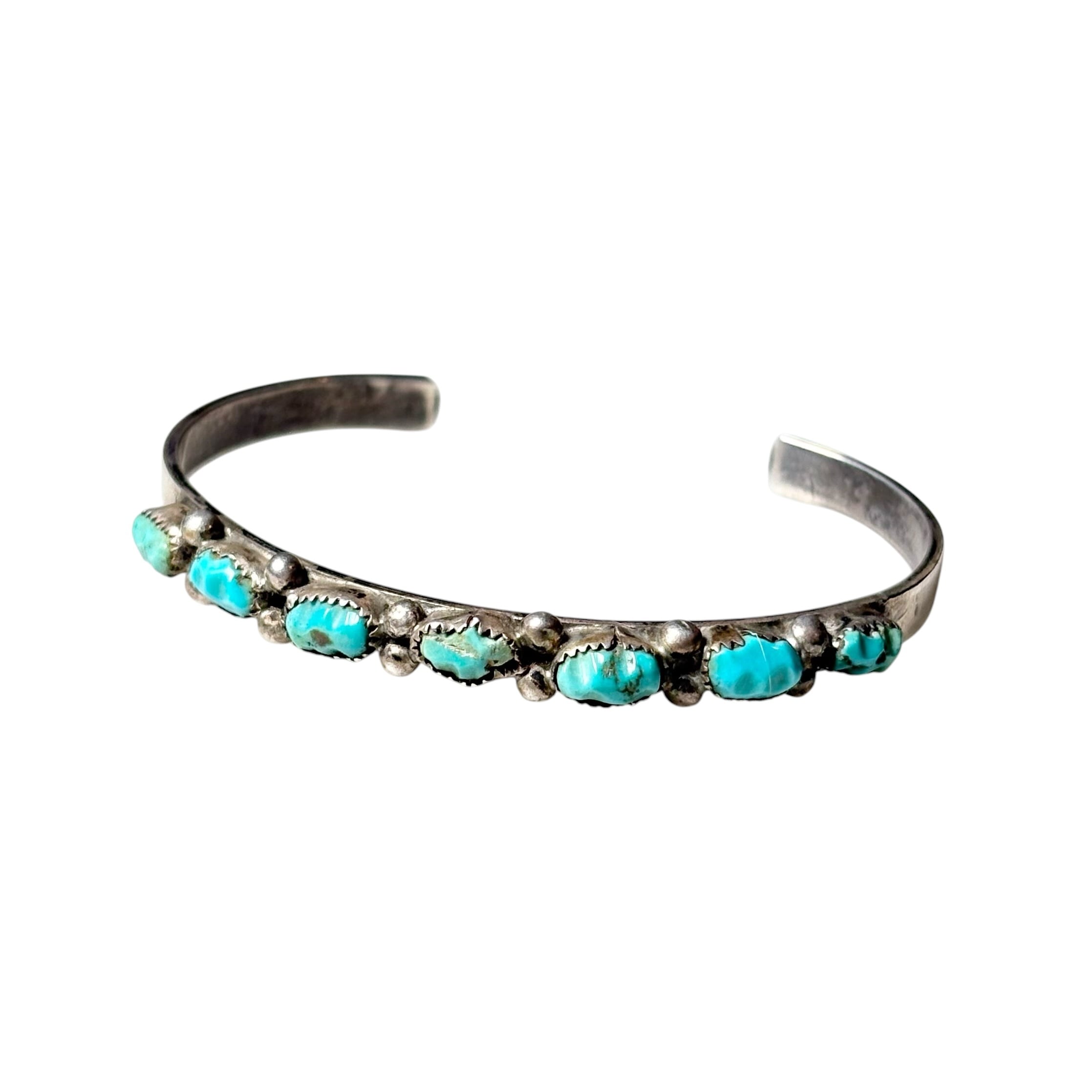 navajo Jennifer Curtis heavy gauge stamped silver bangle | NOIR ONLINE