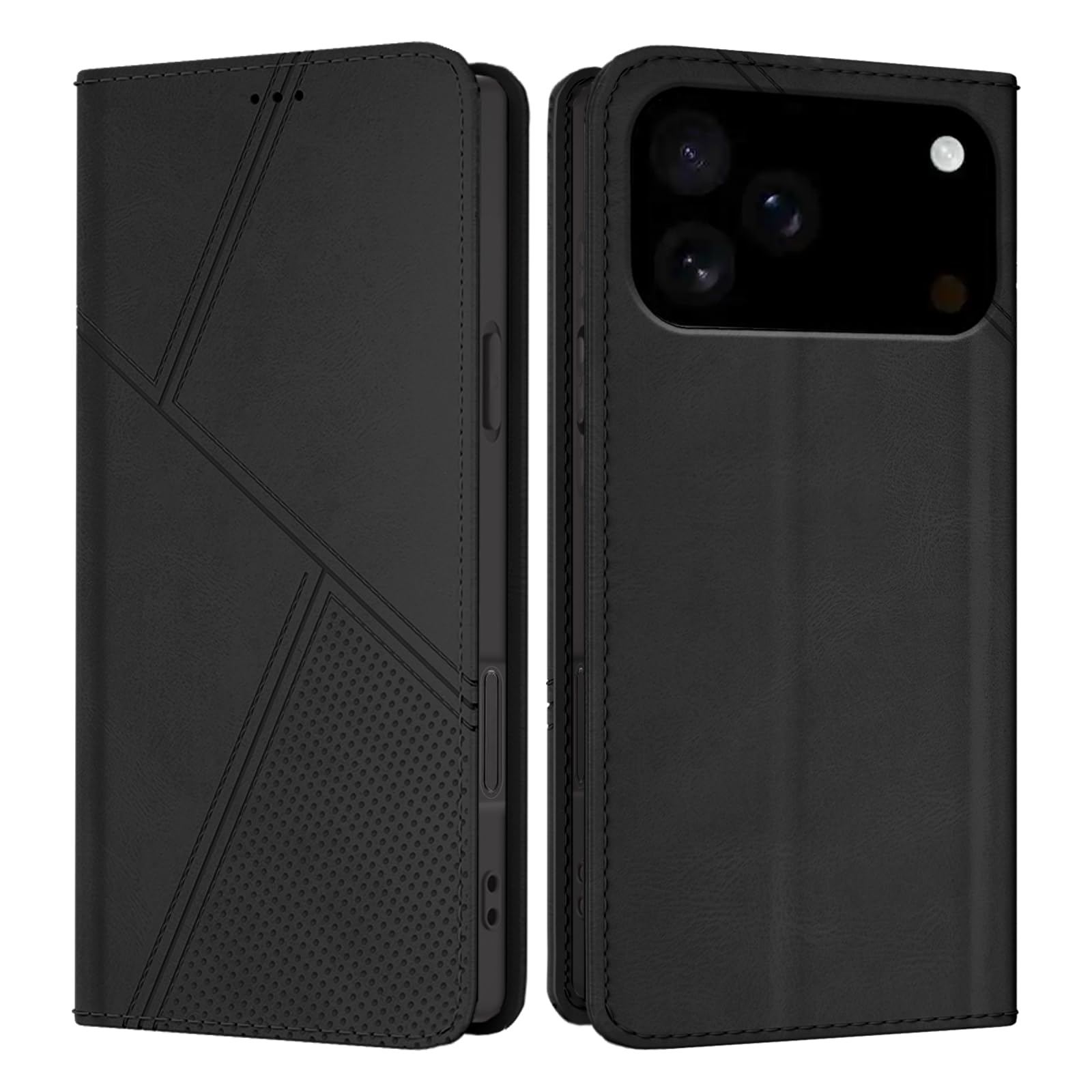 YOLALAHO iPhone 18 Pro Max/17 Pro Max 用 ケース 手帳型 カード収納 耐衝撃 財布型 ブラック