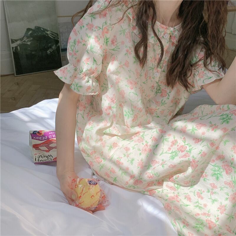 フローラルサマールーズロングスカート 薄手 コットン 大人ガーリー スウィート キュート カジュアル 夏物 花柄 萌量不足58409232273