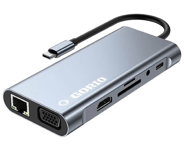 【GORIO】Connect Pro 11-in-1 USB-C PD3.0(最大87W) Dock ドッキングステーション 4K HDMI対応 VGA SD TF 3.5mmオーディオ イーサネット