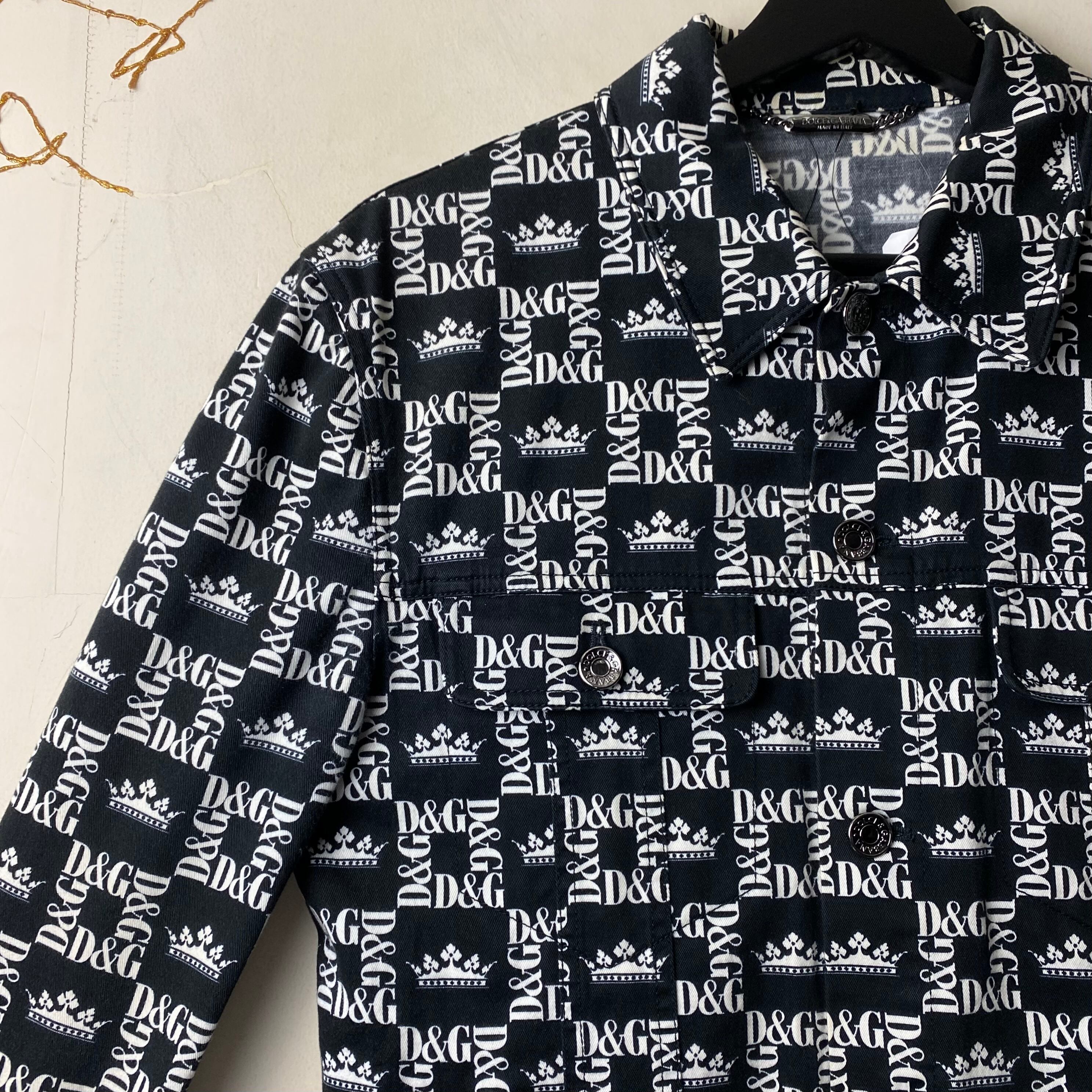 DOLCE&GABBANA “D&G”×crown print trucker jacket | NOIR ONLINE