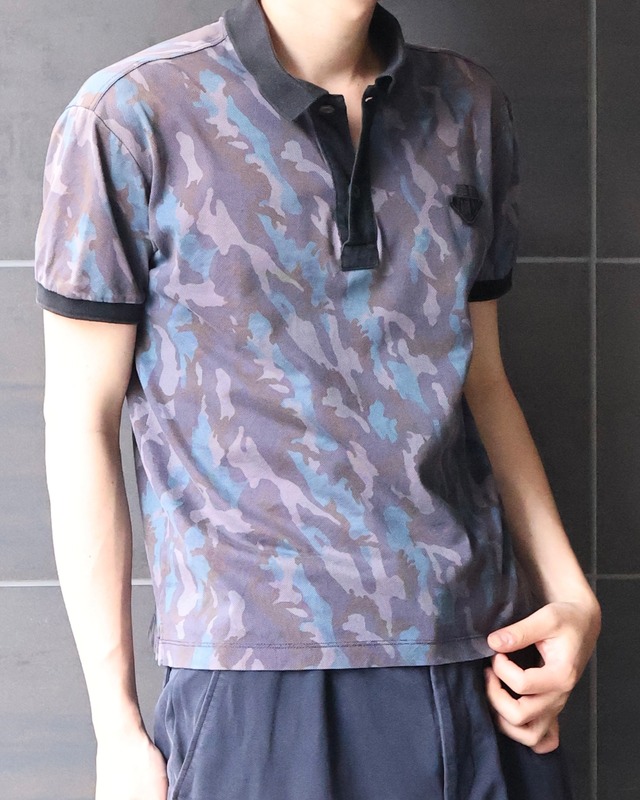 【prada】compact camouflage polo top