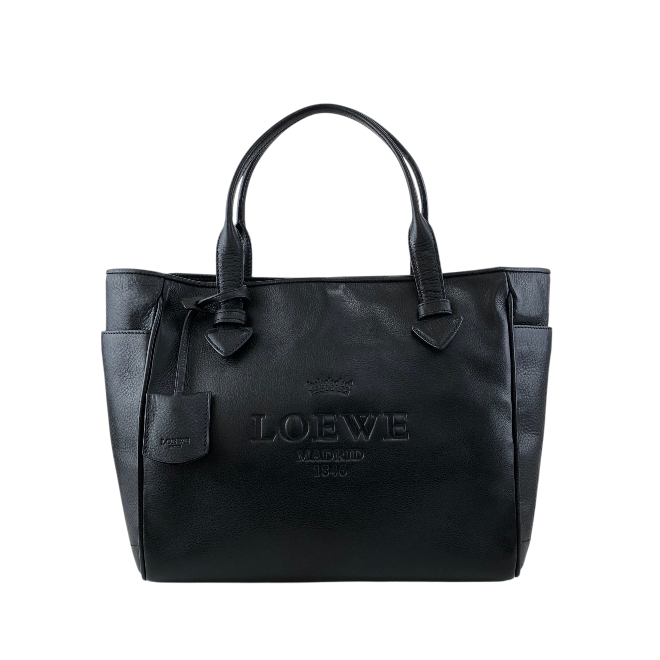 LOEWE ロエベ ヘリテージ トートバッグ ブラック ロゴ レザー vintage