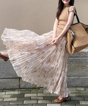 セットアップ◆フラワープリントスカート＆Tシャツ【s-40156】