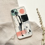 受注生産 iPhoneケース ピンクと黒の抽象紙片コラージュ｜ZINE風 ZINE023A
