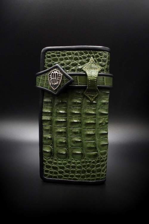 Item No.0364：Draw the wild Wallet/Alligator Hornback　Spinach green / Ball-fin