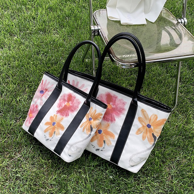 ビッグバッグフィメール2020夏ニューウェーブ大容量ファッションフラワーショルダーバッグエインワイルドキャンバストートバッグ Tiancai_Wing_Bag2879766