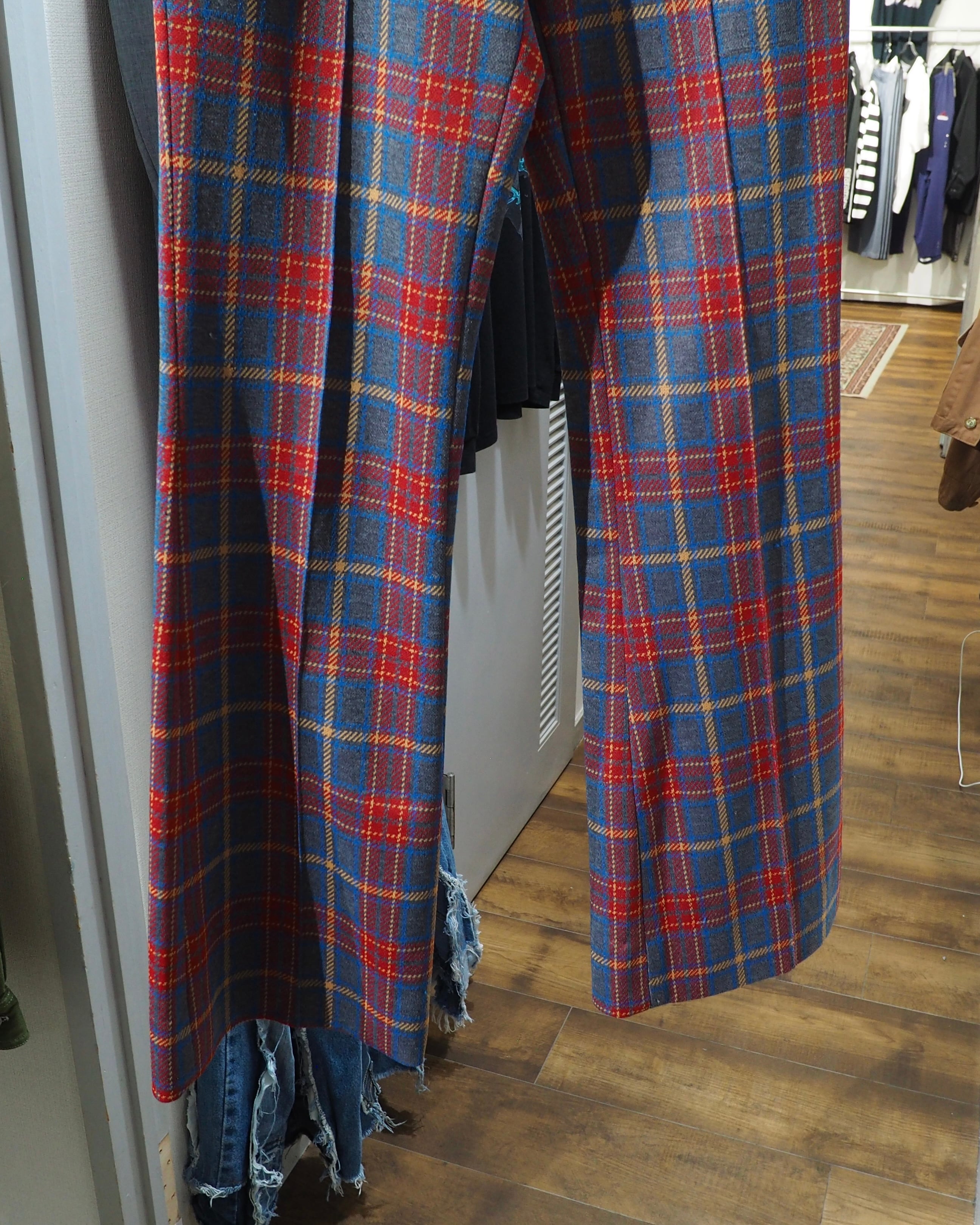 1970s ” H BAR C ” Beautiful Tartan check pattern vintage Flare pants