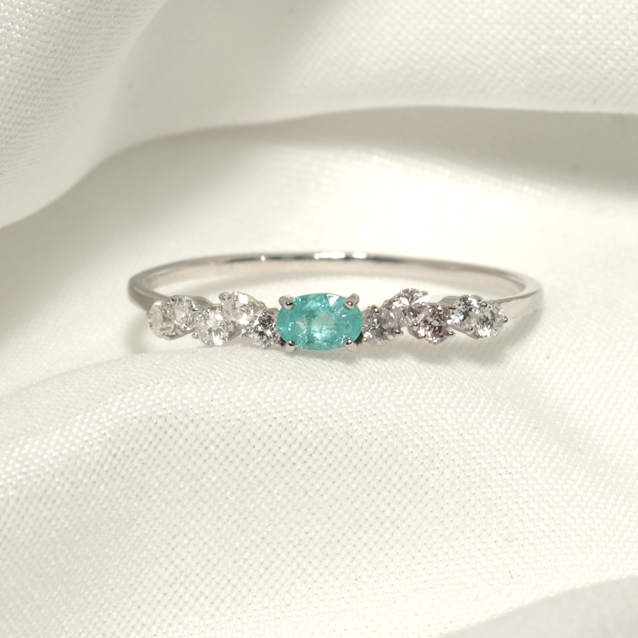 パライバトルマリン ブラジル産 リング 0.088ct D0.13ct pt900