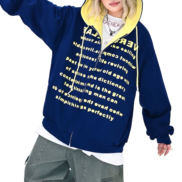 ツートンロゴグラフィックジップパーカー 2col R01098