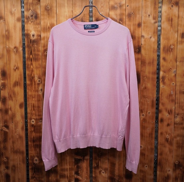 ralphlauren カシミヤ シルク コットン ピンク クルーネック ニット L/ラルフローレン