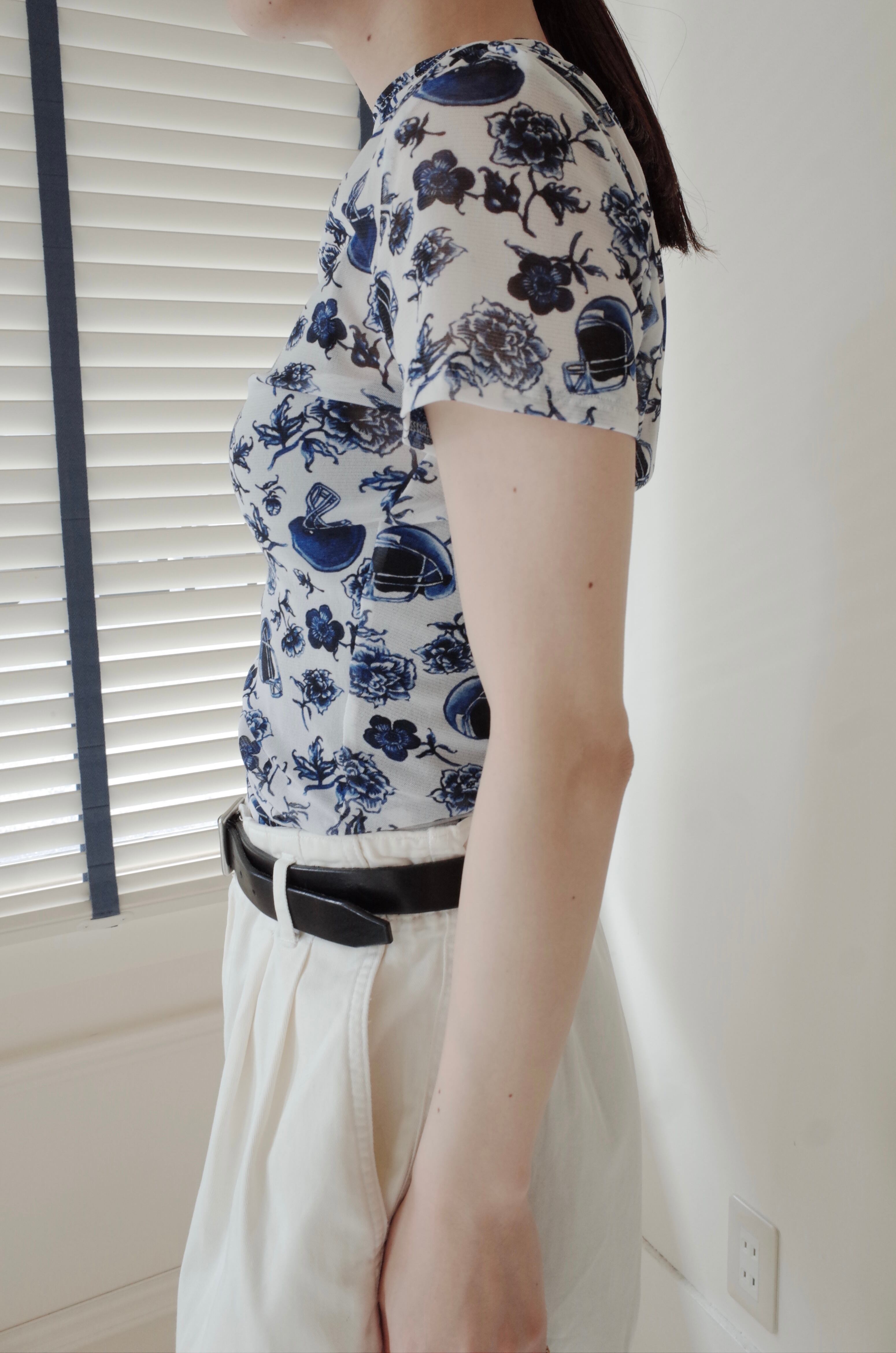BELPER】PRINTED MESH TOP | theour