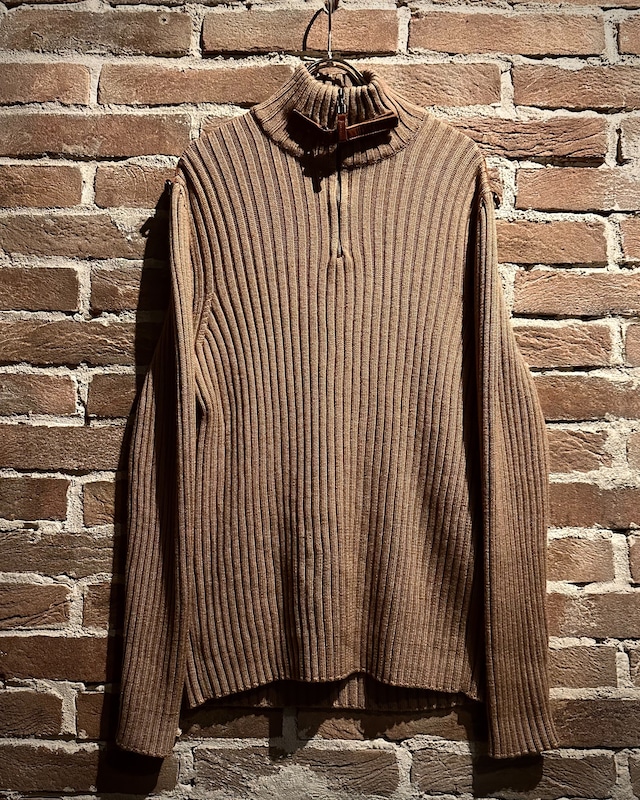 【Caka act3】“VERSACE CLASSIC” Leather Belt Decoration Vintage Half Zip Knit