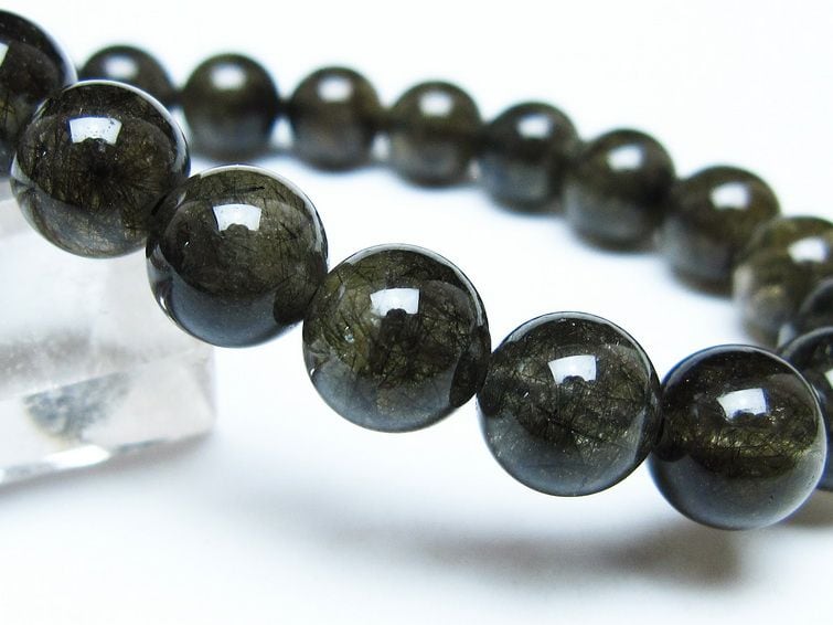 ブラックルチルクォーツ ブレスレット 10mm ブラックトルマリン トル