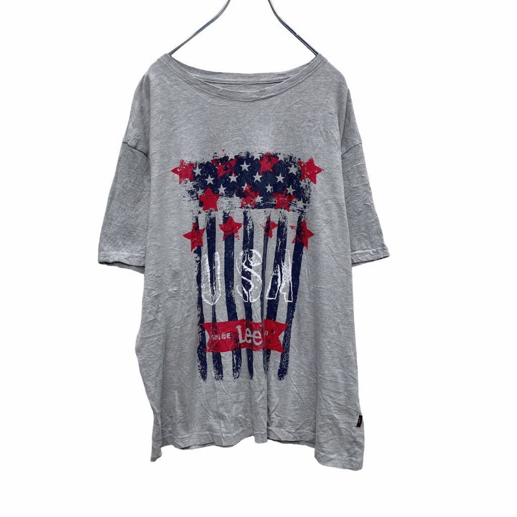 Lee 半袖 プリント Tシャツ XL グレー ネイビー レッド 星条旗 USA ビッグサイズ リー 古着卸 アメリカ仕入 a505-5581