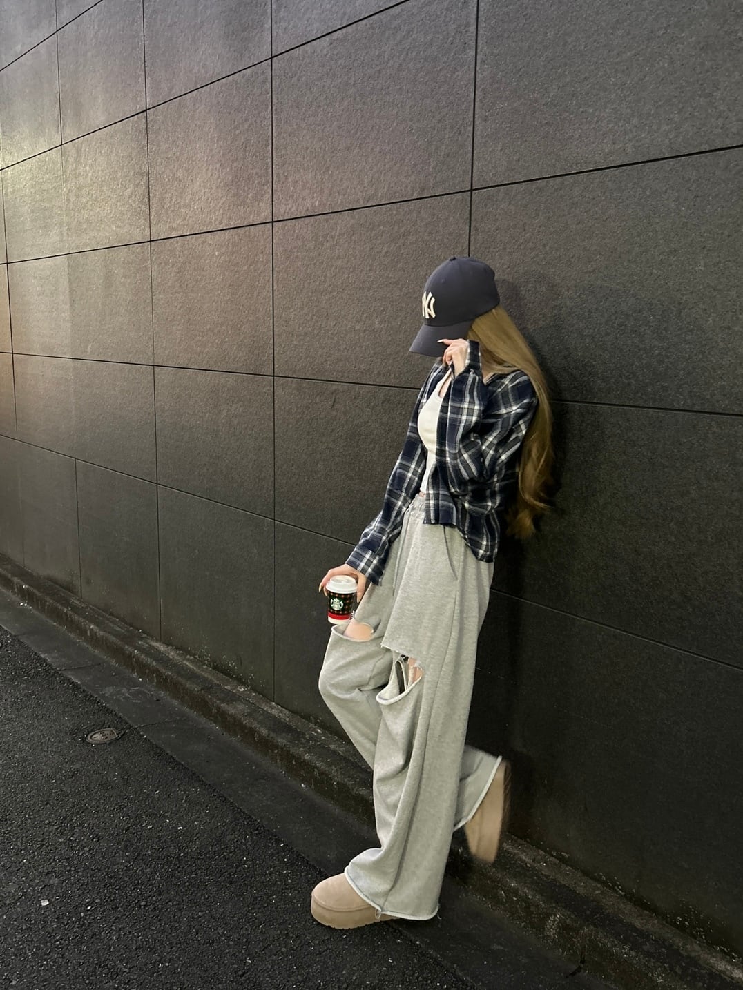 Raffian ダメージスウェットパンツ グレー ダメージスウェットパンツ グレー | Raffian