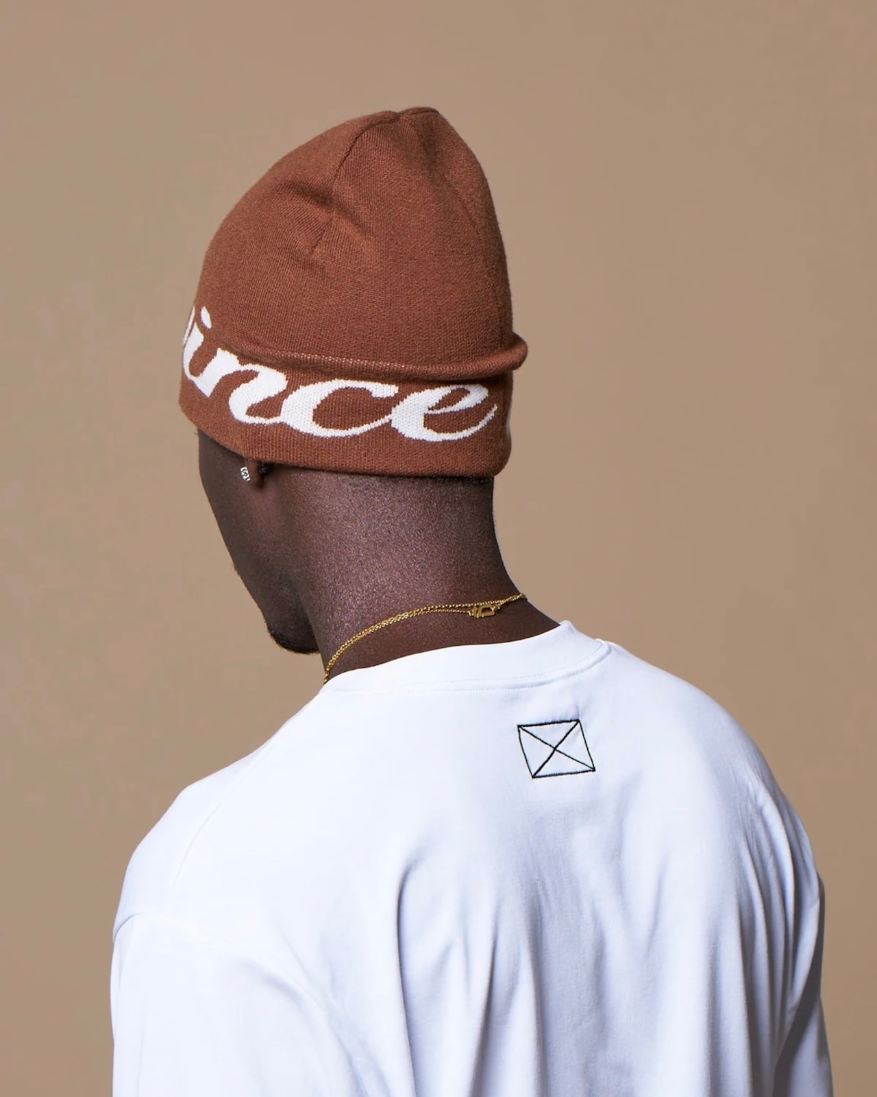 MLVINCE / script logo beanie brown