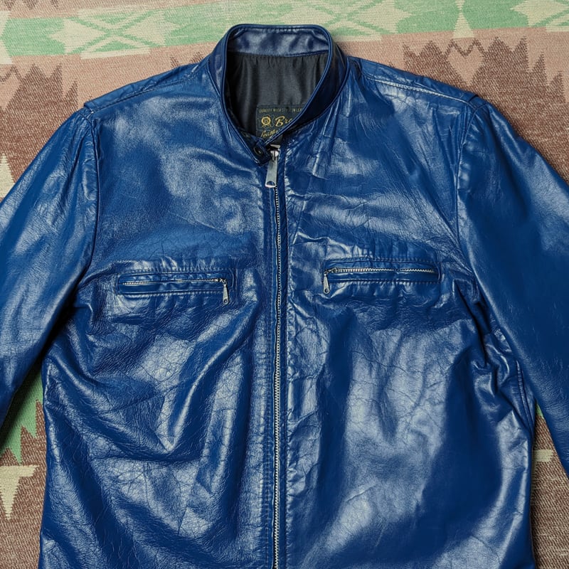 70s Brooks Leather Motorcycle Jacket (44) BLUE | Wonder Wear 70s Brooks Leather Motorcycle Jacket (44) BLUE | Wonder Wear