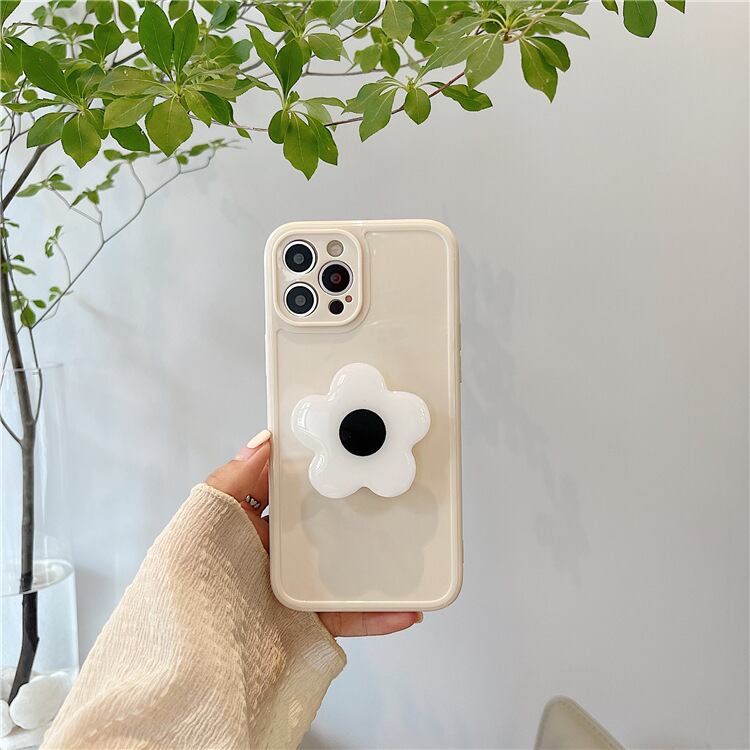 iPhoneケース・スマホケース 花柄ポップソケット付 淡色コーディ