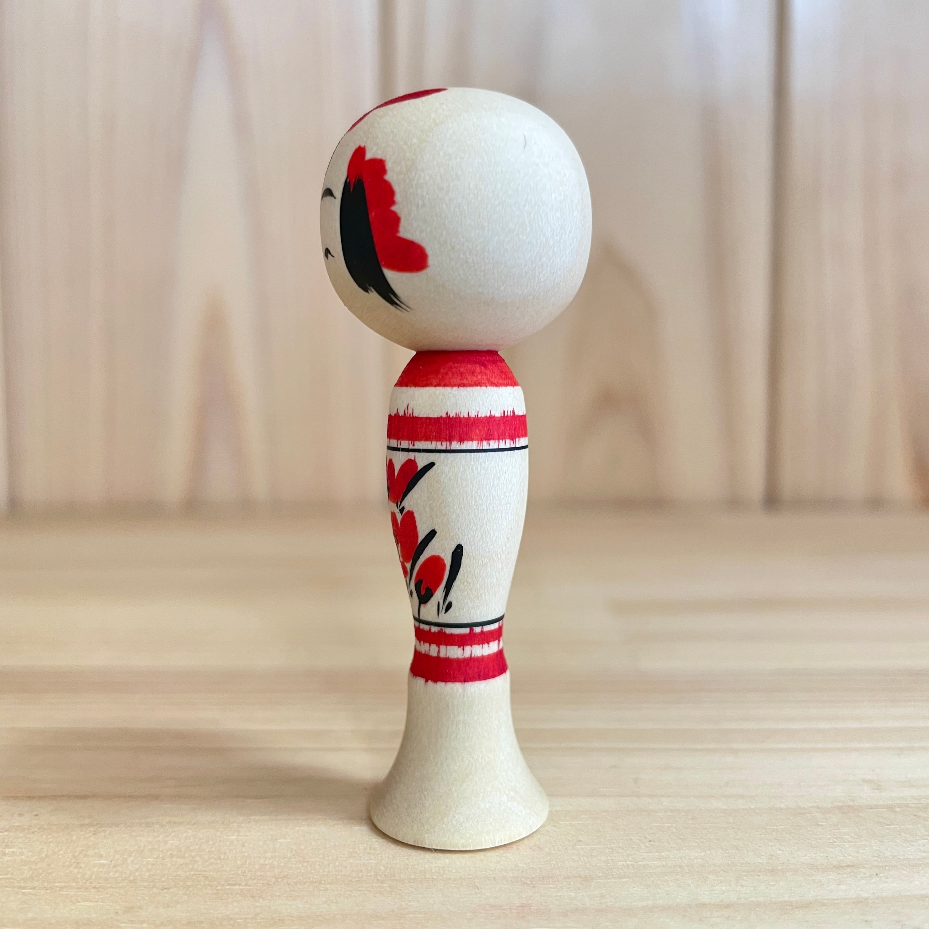 鈴木明工人：作並系】小寸こけし 赤：6.5cm N6AS-254
