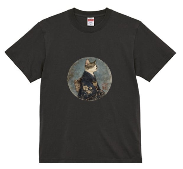 気高き和猫 肖像画 Tシャツ / Noble Japanese Cat T-shirt Japanese Art Apparel