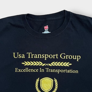 【HANES】企業系 プリントTシャツ 運送会社 Usa Transport Group X-LARGE ビッグサイズ 黒t 半袖 夏物 US古着