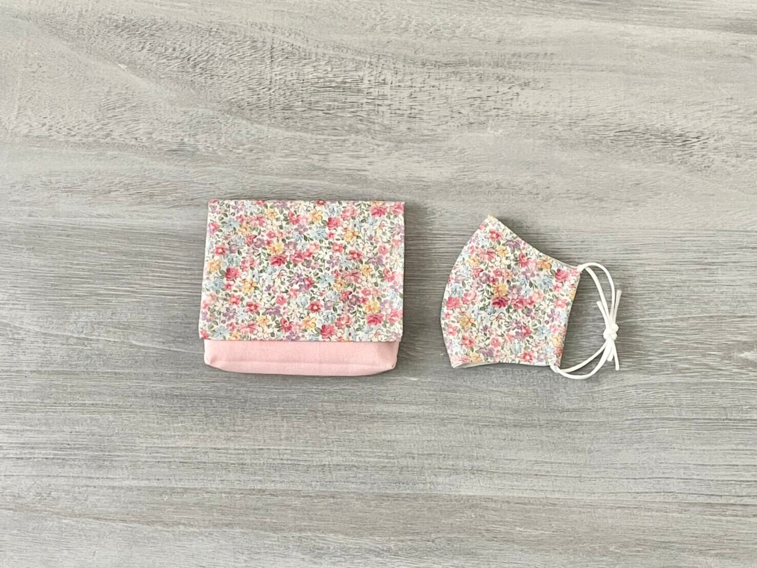 移動ポケット 小花柄 ピンク(子ども用マスクプレゼント)