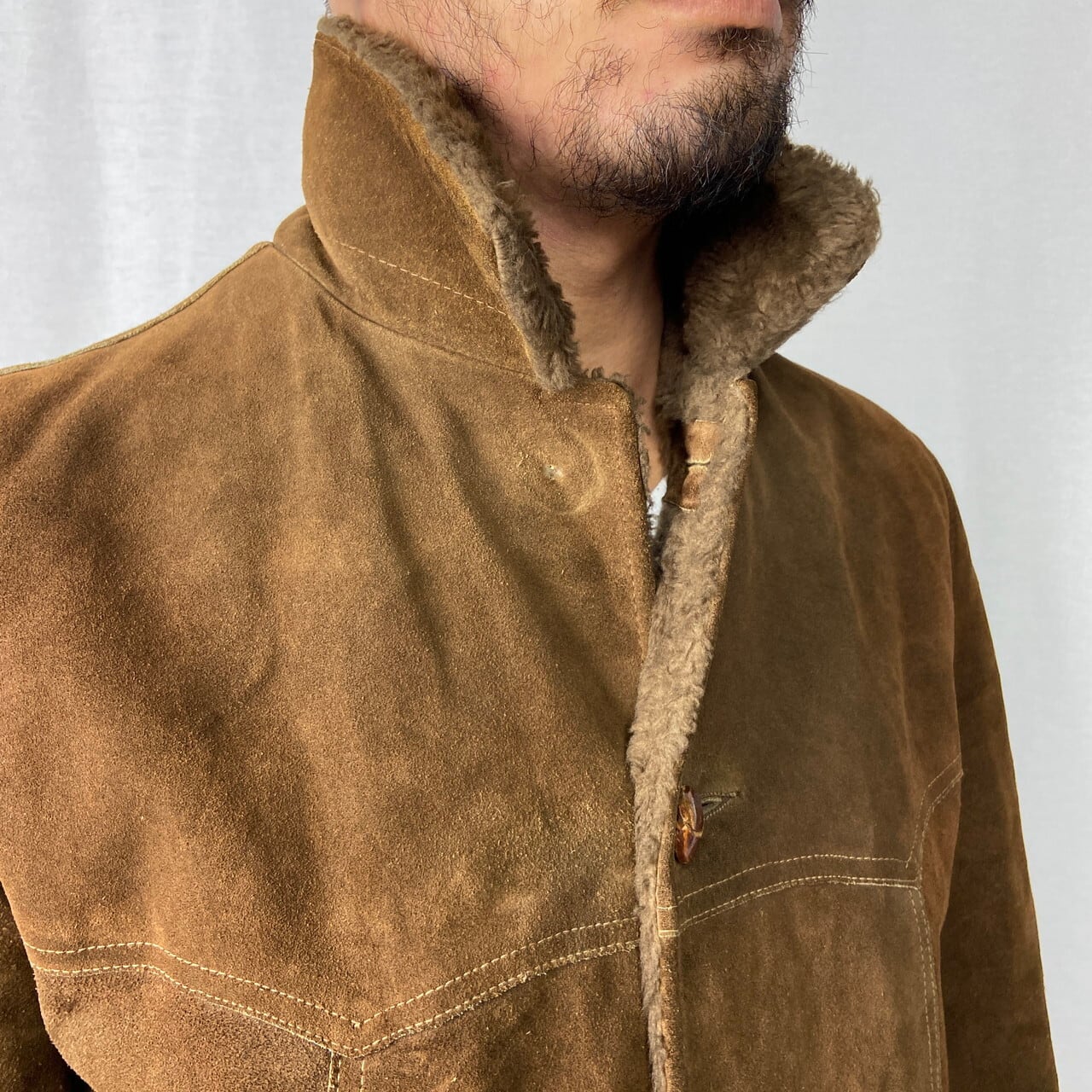 60年代〜 LAKELAND SPORTSWEAR スエード ボア ランチコート メンズL 