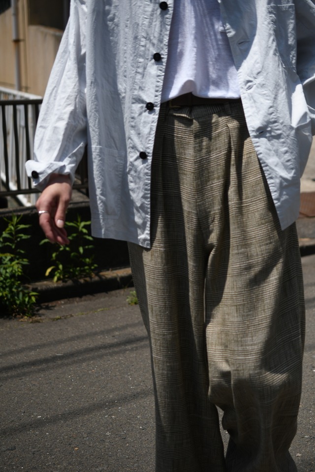 m’s braque / TUCKED BAGGY PANTS (GLEN CHECK BEIGE)