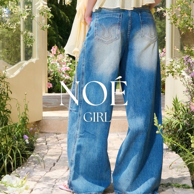 vintage wash wide denim pants