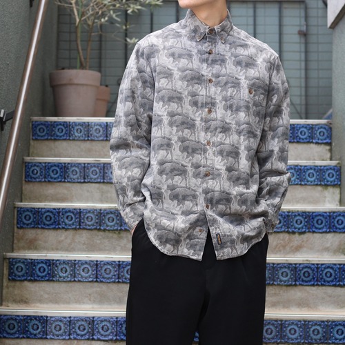 USA VINTAGE WOOL RICH BUFFALO DESIGN LONG SLEEVE SHIRT/アメリカ古着バッファローデザイン長袖シャツ