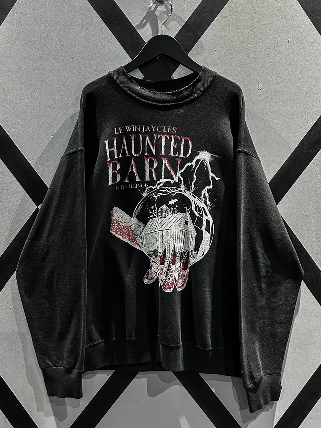 【X VINTAGE】"The Haunted Barn" Print Design Loose Sweat Shirts