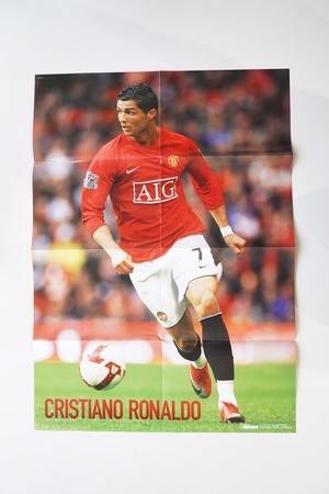 クリスティアーノ・ロナウド/ダニエウ・アウヴェス|サッカーポスター 大判 B2|マンチェスター・ユナイテッド × FCバルセロナ 2000年代後半 欧州トップサイド