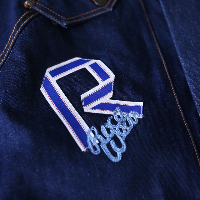 4-pocket orange stitch design super big denim jacket