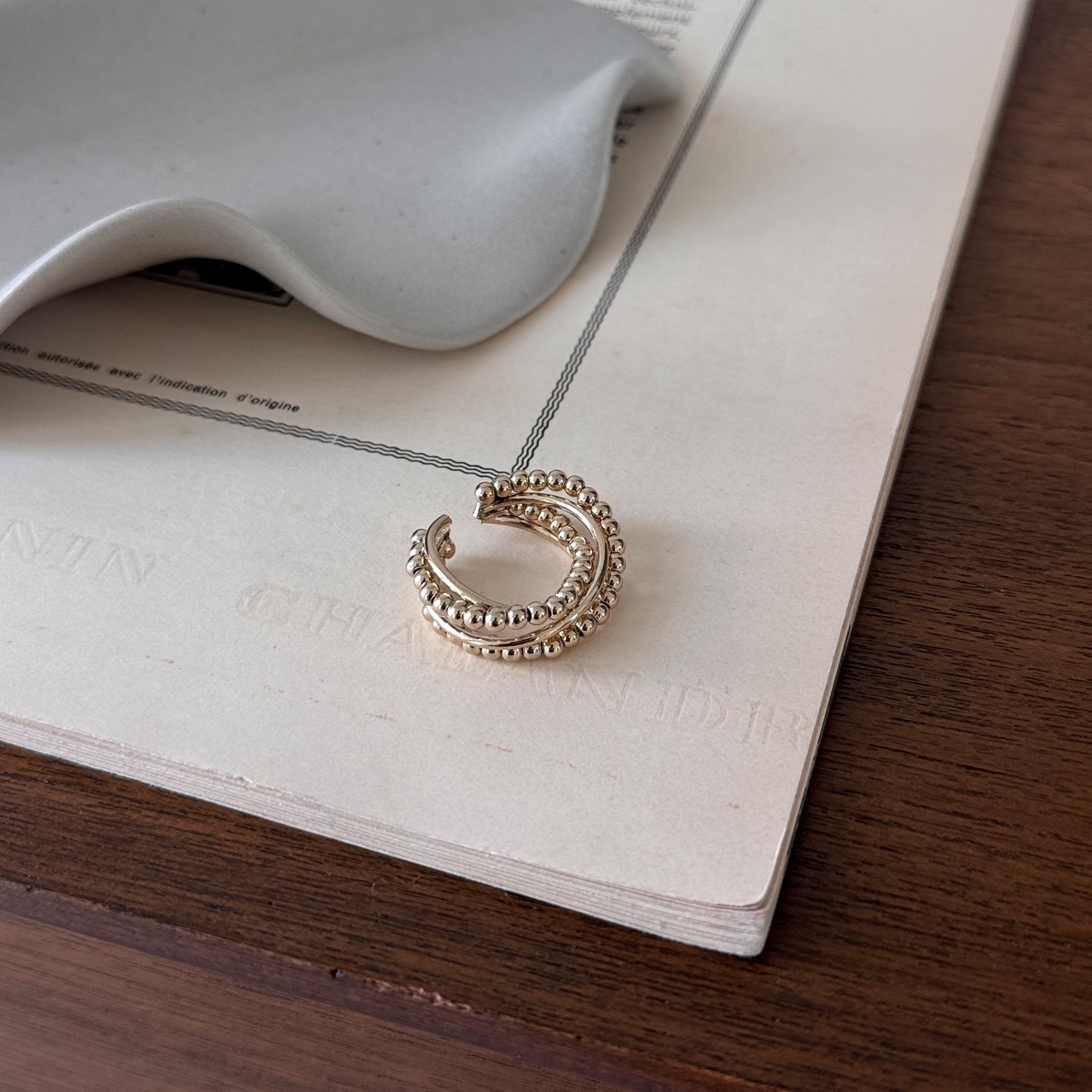 tangled ball cuff ring/gold