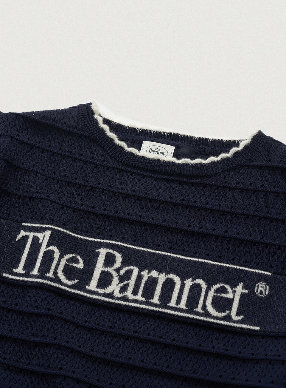 6月中旬発送 [The Barnnet] Helen Logo Jacquard Knit Top_Navy 正規品