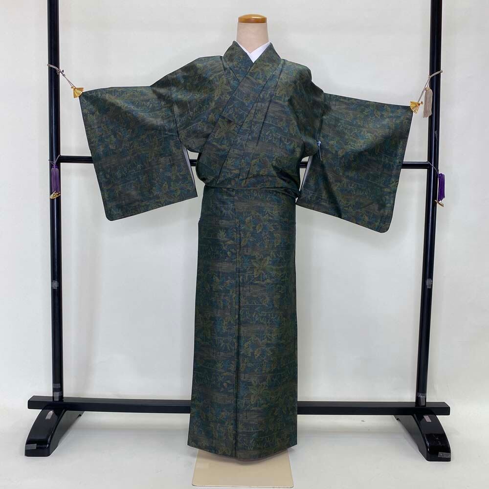 大島紬 横双 よこそ 袷 お洒落着 普段着 正絹 裄62.5cm 身丈156cm 美品 