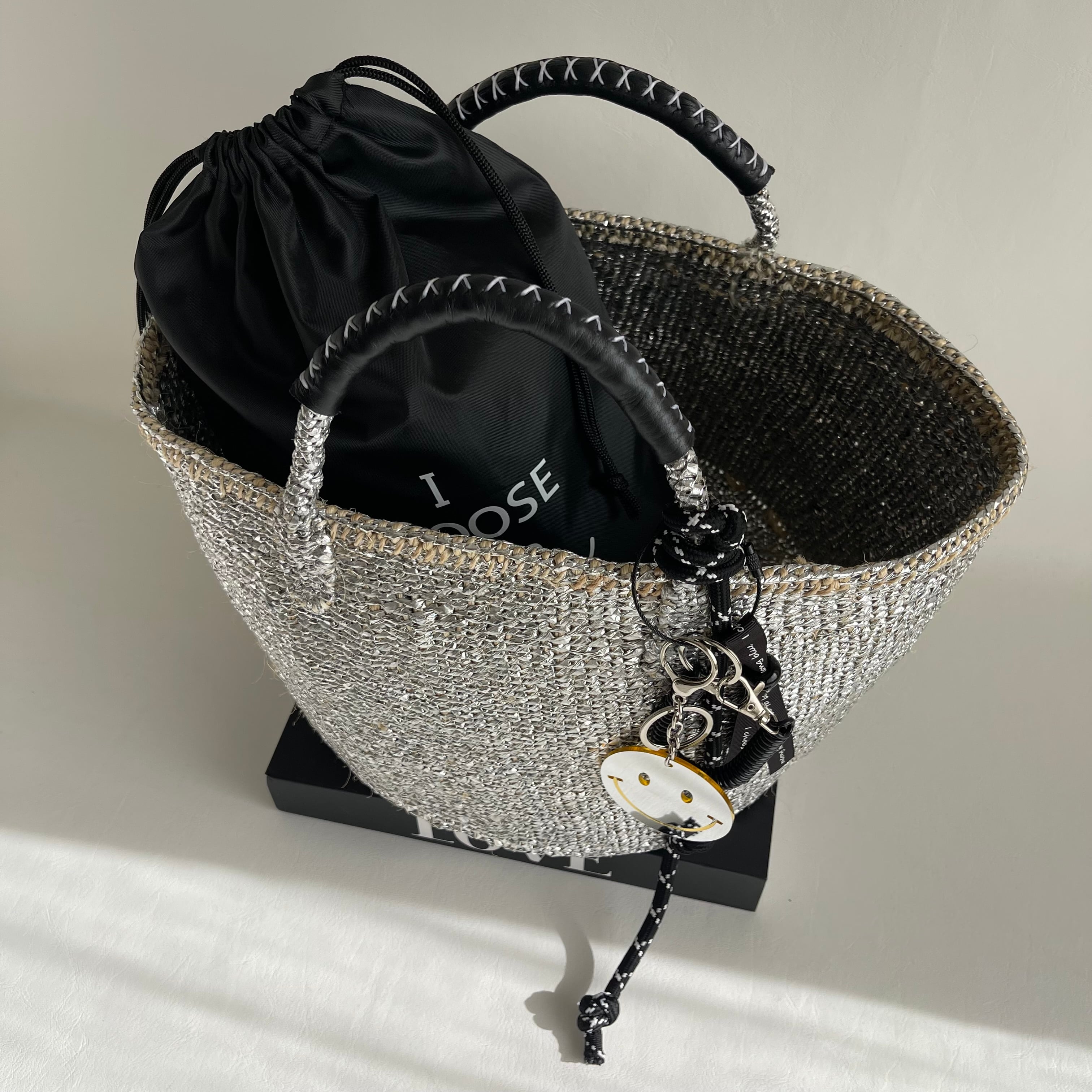 チャーム選べます / Kago-Bag / ML / SILVER / 巾着バッグ付き | meong