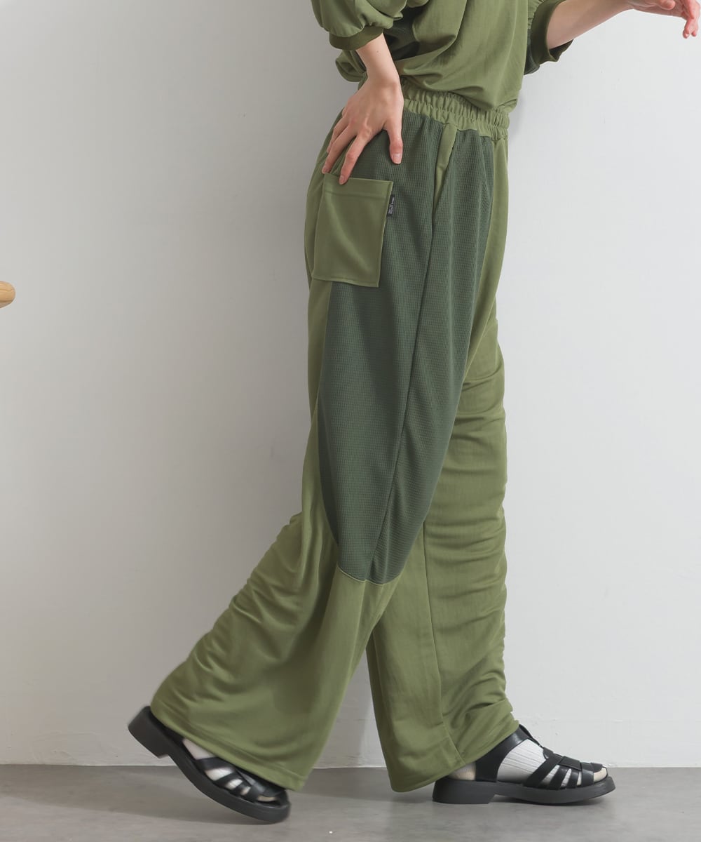A261051 【接触冷感シリーズ】 異素材切替 ドロストパンツ / Mixed