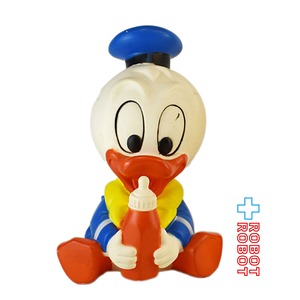 ディズニー ベビー ドナルドダック ミルクボトル持ち ラバー スクイーク ドール シェルコア社 1986
