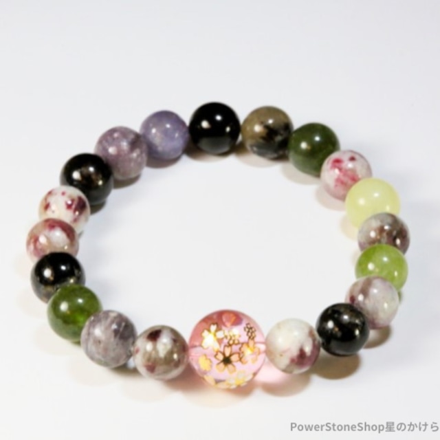 トルマリンと桜のブレスレット(493)