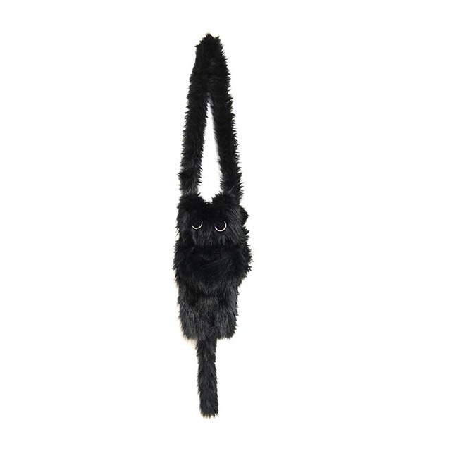 Black Fur Mew Cross Bag