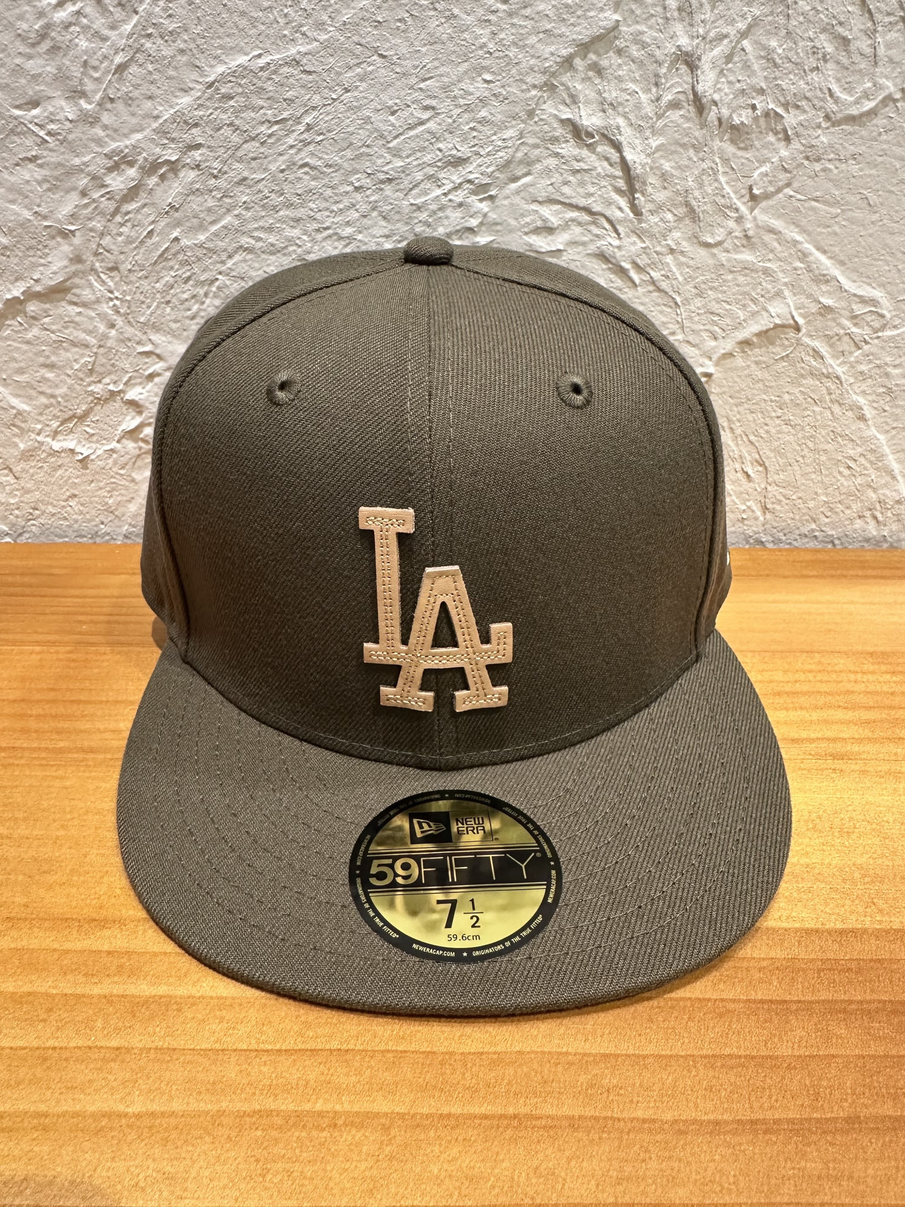 NEW ERA (ﾆｭｰｴﾗ) - 59FIFTY MLB LEATHER LOGO LA (5950 MLB ﾚｻﾞｰﾛｺﾞ 