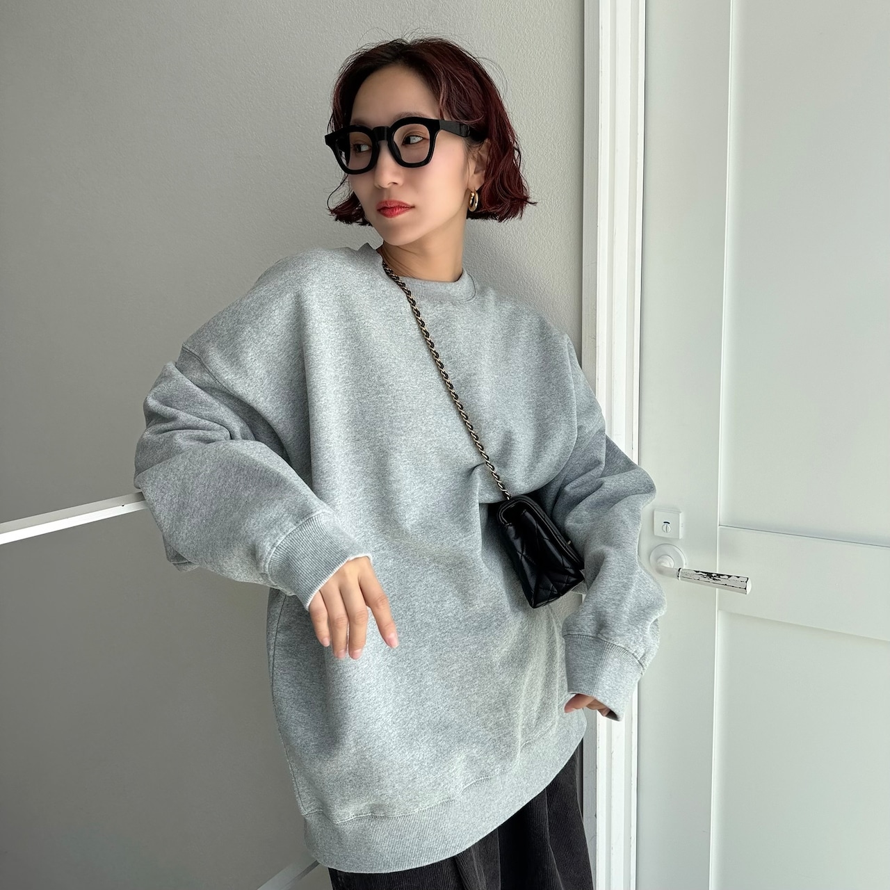 USコットンBIGスウェットPO/グレー