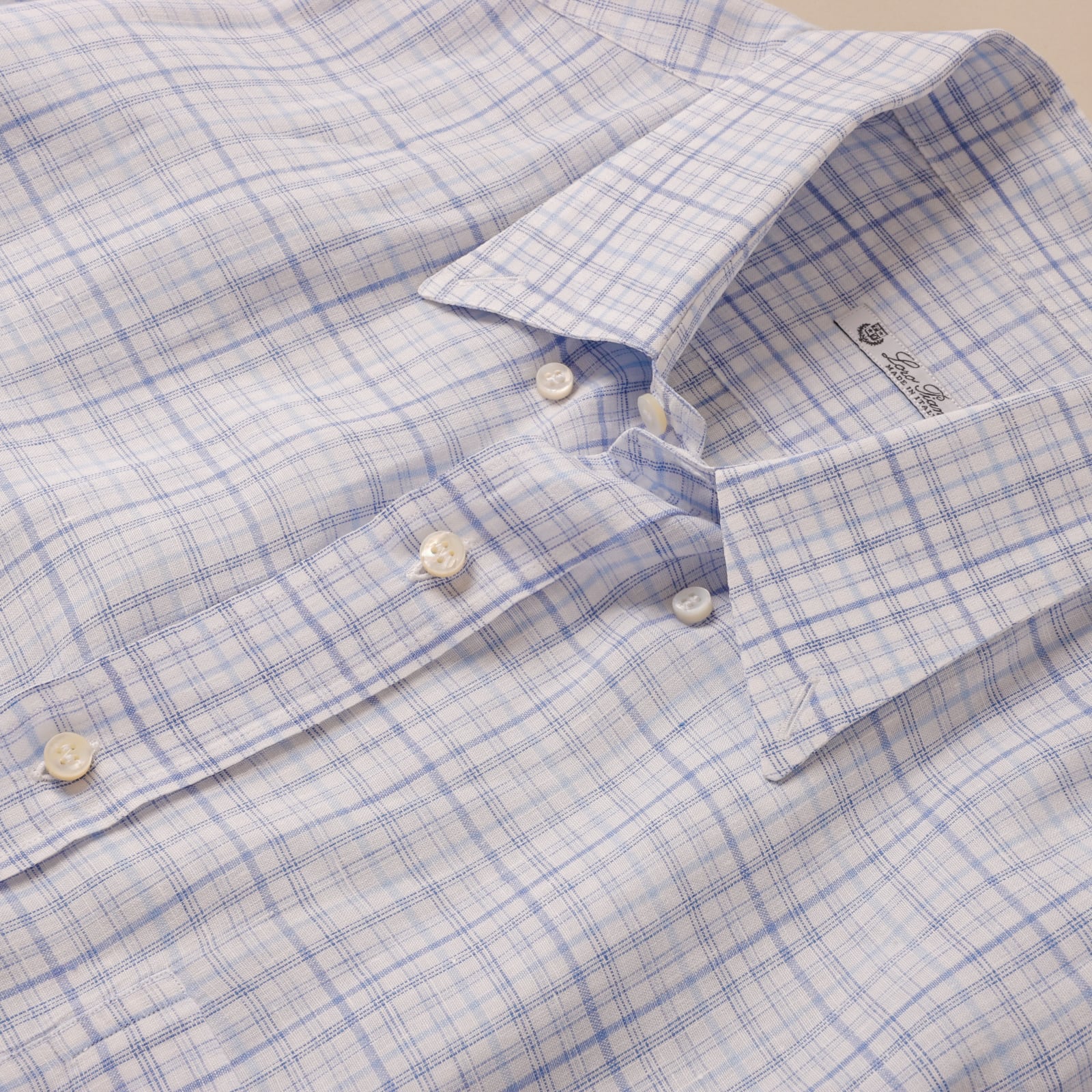 定価15万】Loro Piana special B.D. linen shirt made in Italy Blue
