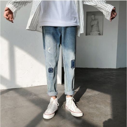 全2色 デニムパンツ ジーパン ジーンズ 刺繍 韓国ファッション