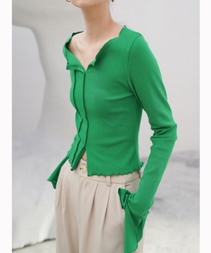 ショートニットスリムトップス【t-10191】