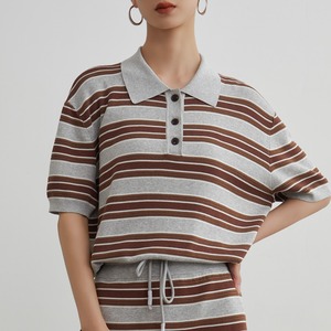 Striped polo neck knit S998
